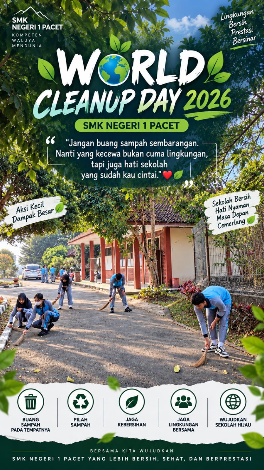 World Cleanup Day Pancawaluya: Bersama Menjaga Lingkungan SMK Negeri 1 Pacet - SMK Negeri 1 Pacet WhatsApp Image 2026 09 16 at 16.06.31
